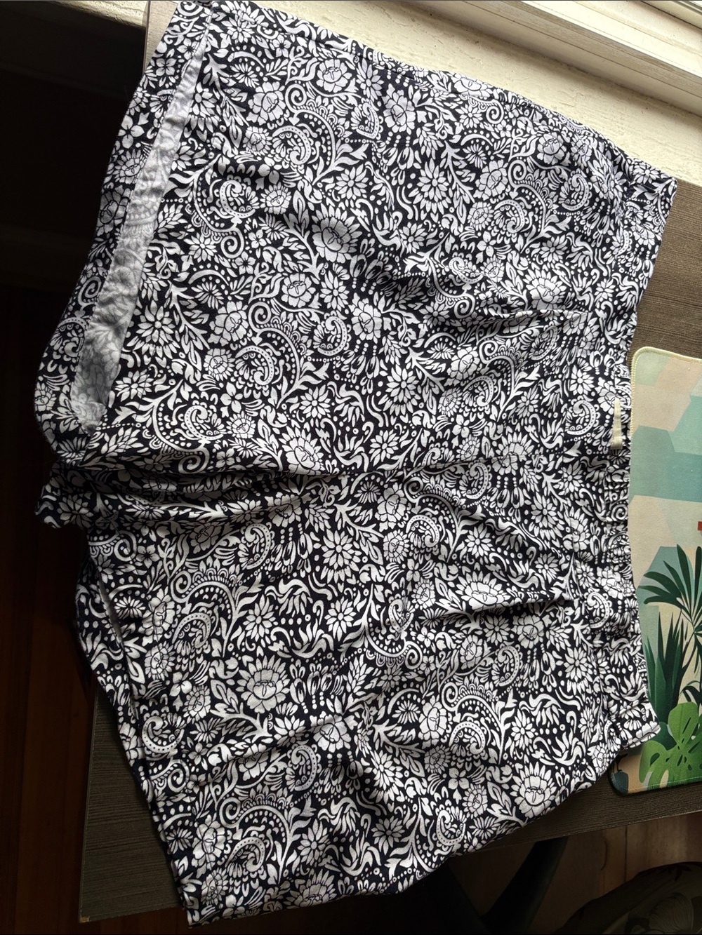 Talbots Navy Blue and White Paisley Shorts